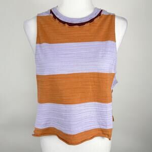 We The Free Striped Cropped Tank Medium Boxy Relaxed Boho Beach Vacation Casual